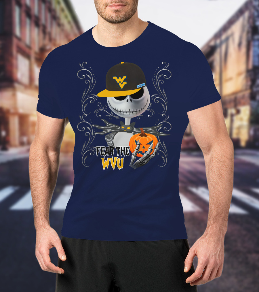 Fear The WVU Mountaineers Halloween Jack Skellington T-Shirt