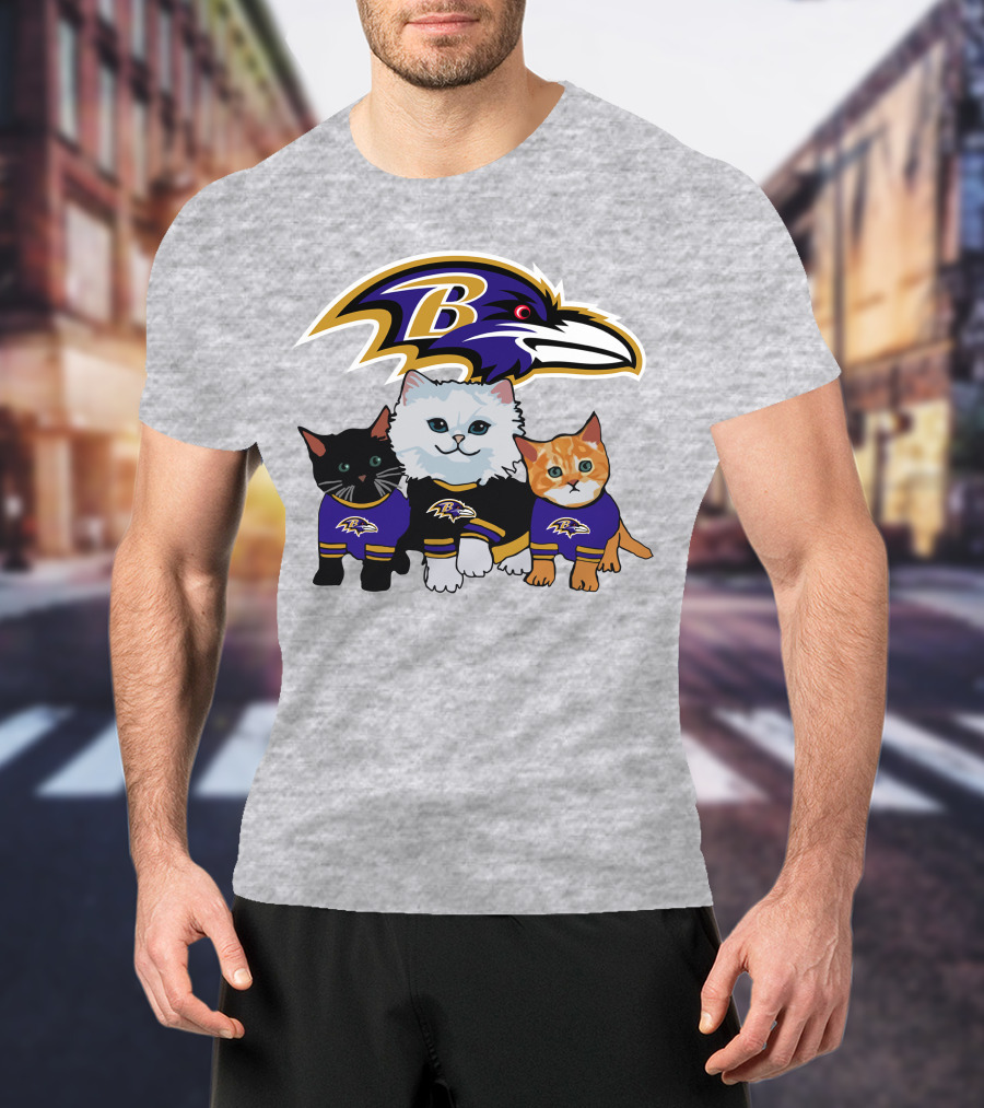 Baltimore Ravens Cats In Team Jerseys T-Shirt