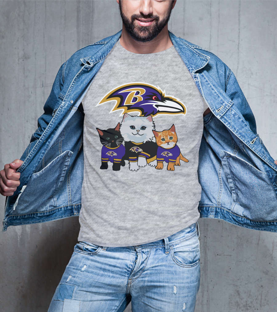Baltimore Ravens Cats In Team Jerseys T-Shirt