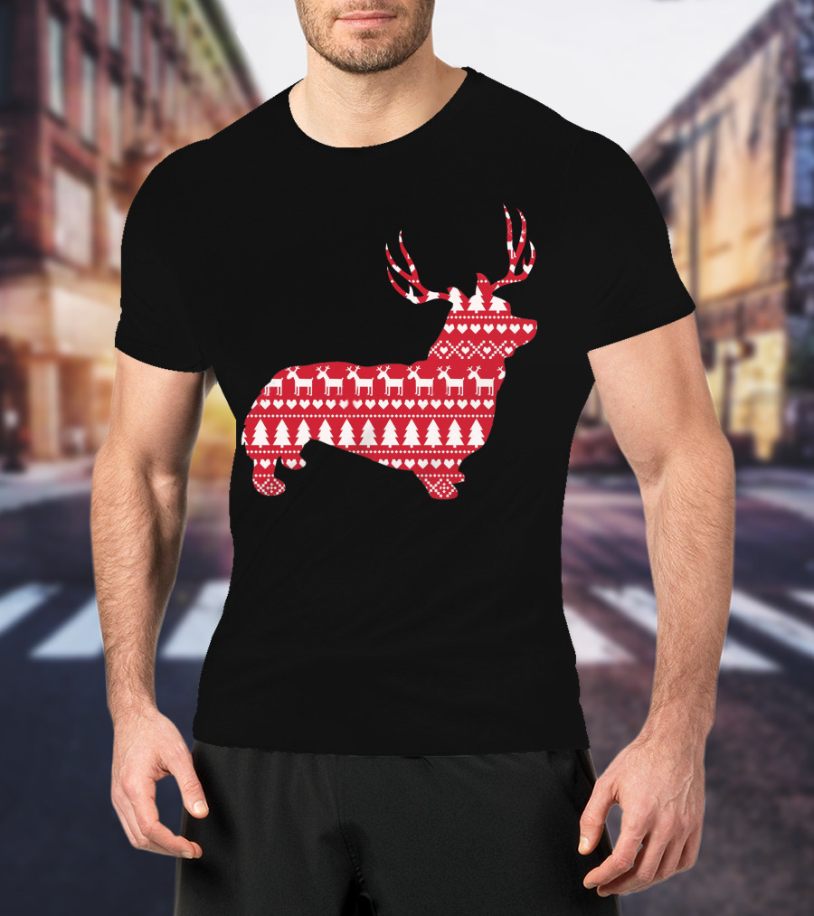 Welsh Corgi Christmas Reindeer T-Shirt