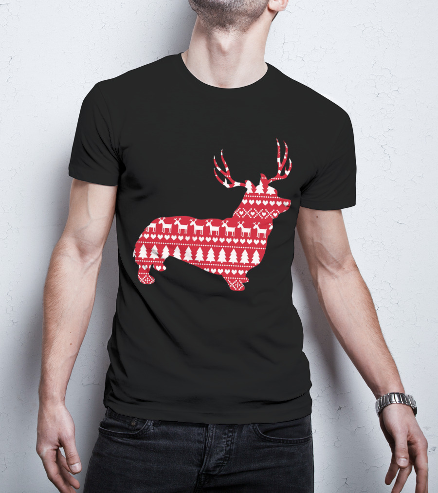 Welsh Corgi Christmas Reindeer T-Shirt