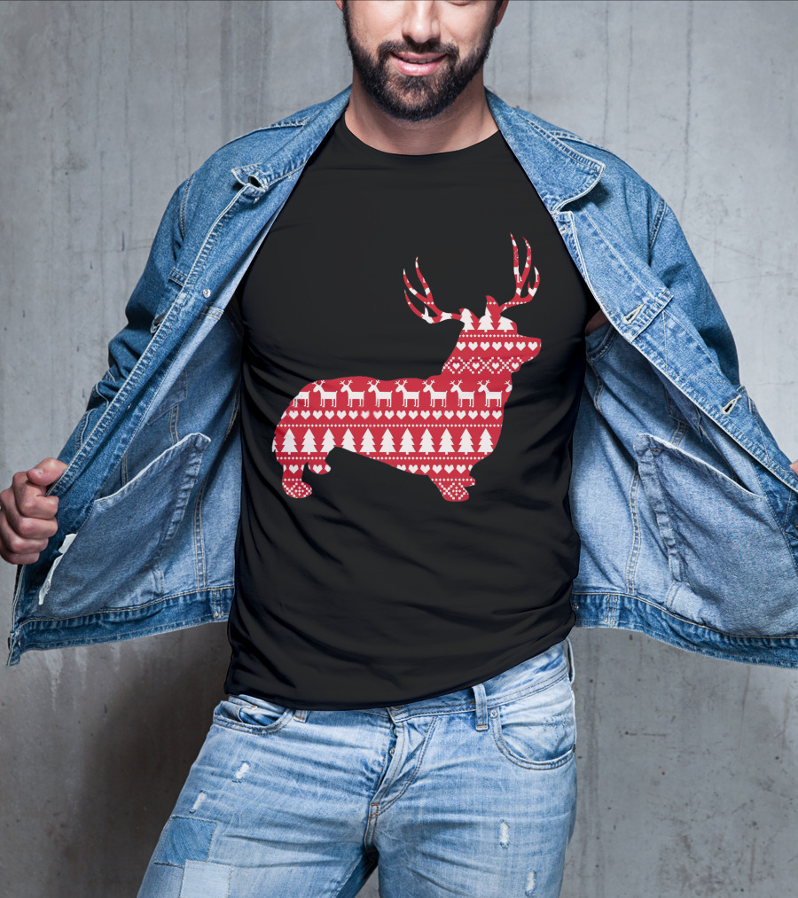 Welsh Corgi Christmas Reindeer T-Shirt