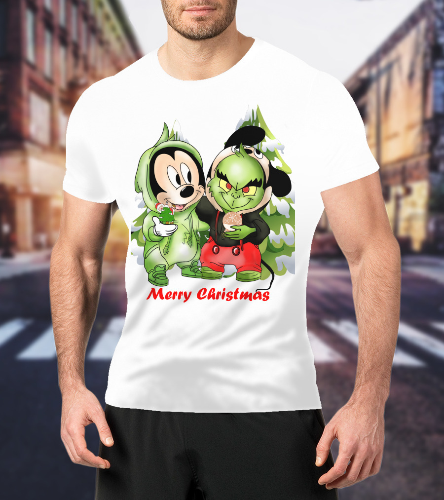 Merry Christmas The Grinch And Mickey T-Shirt