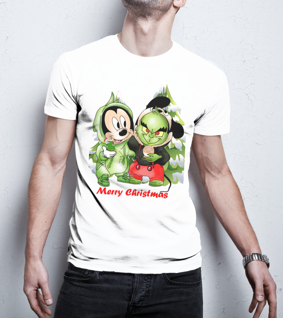 Merry Christmas The Grinch And Mickey T-Shirt