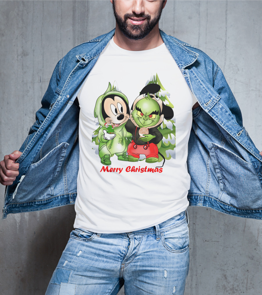 Merry Christmas The Grinch And Mickey T-Shirt