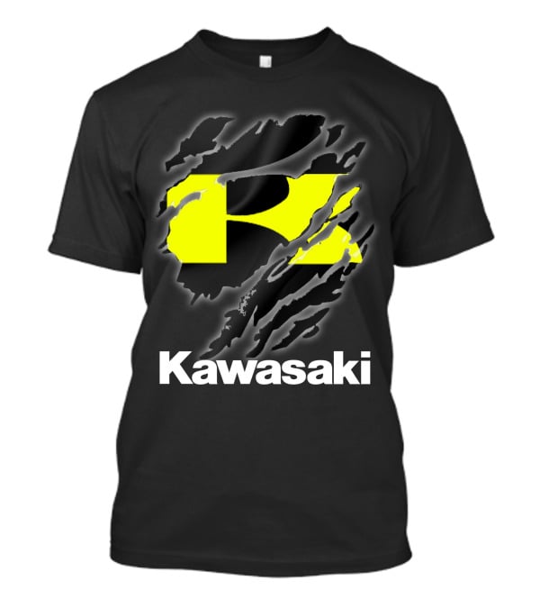 Kawasaki Ripping Claw Marks Yellow Black T-Shirt