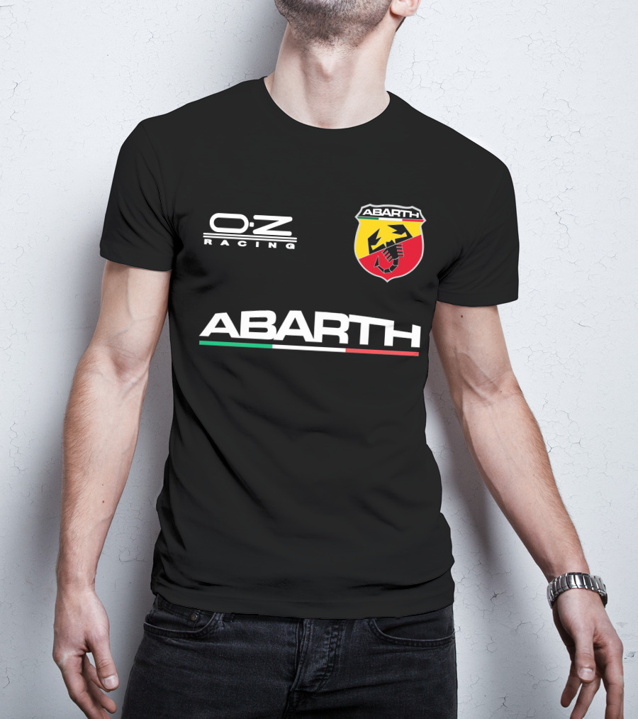 O.Z Racing Abarth Logo Scorpion Emblem With Italian Flag Stripe T-Shirt