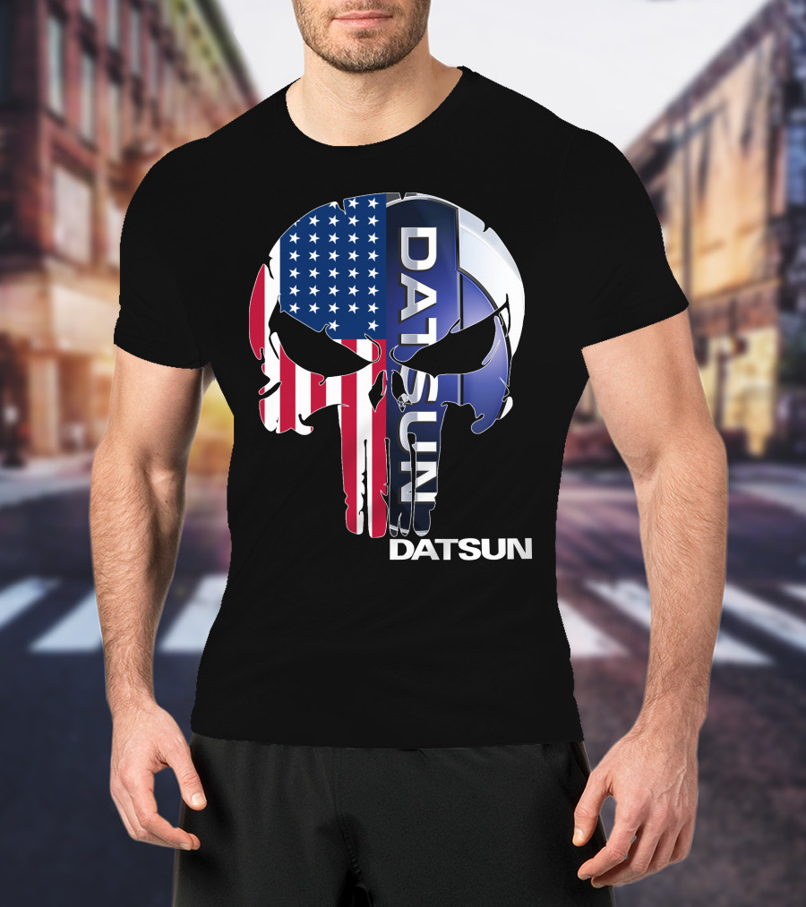 Datsun Punisher Skull American Flag T-Shirt