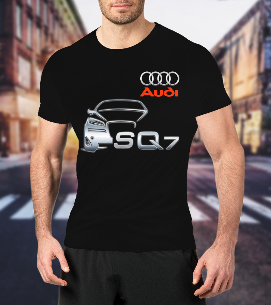 Audi SQ7 Car Outline Emblem With Iconic Four Rings T-Shirt