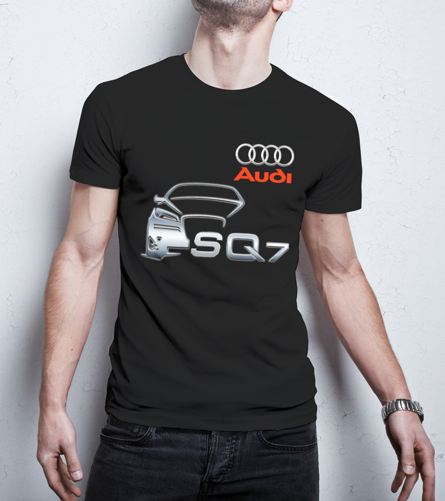 Audi SQ7 Car Outline Emblem With Iconic Four Rings T-Shirt