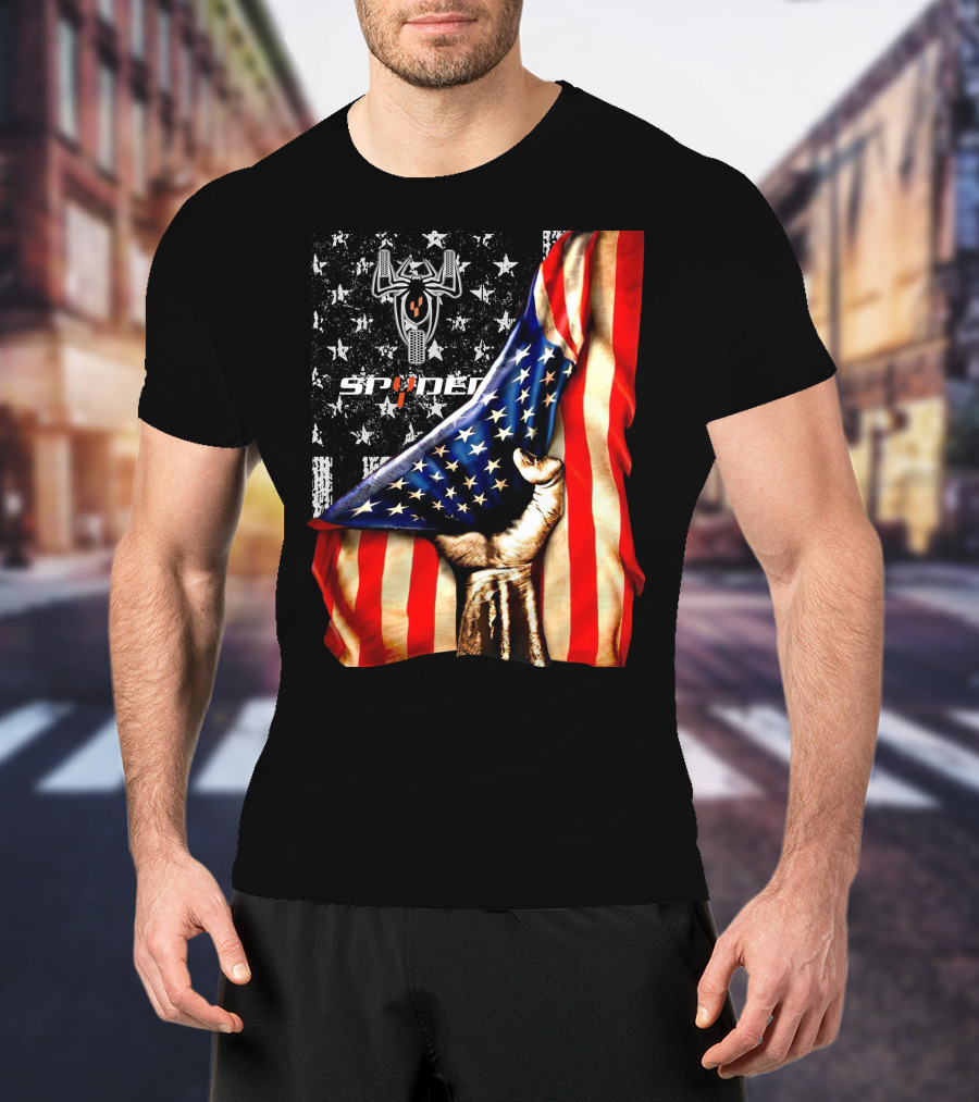 Spyder Spider Logo American Flag Hand Grasping T-Shirt