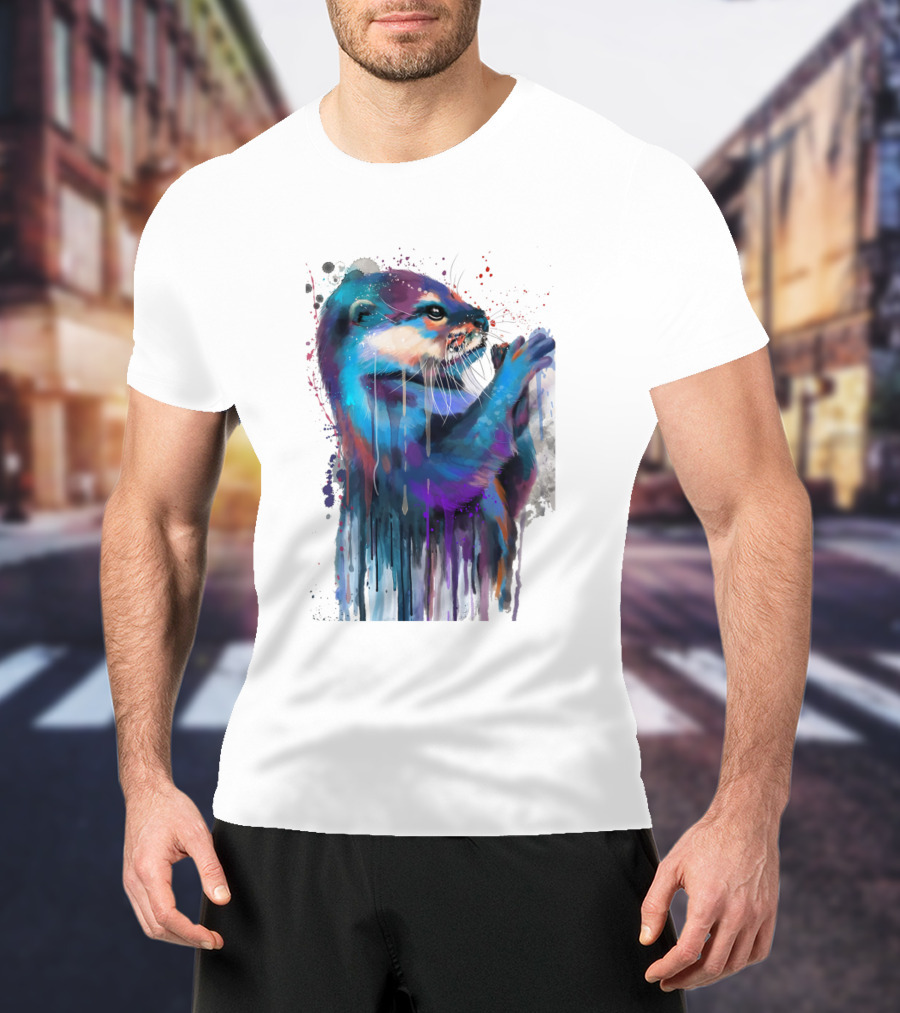 Otter Lover Watercolor Drip T-Shirt