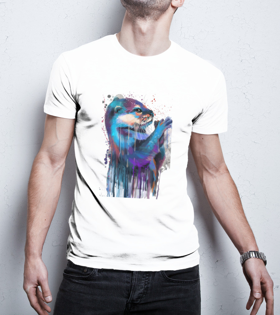 Otter Lover Watercolor Drip T-Shirt