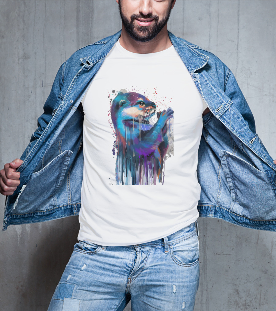Otter Lover Watercolor Drip T-Shirt