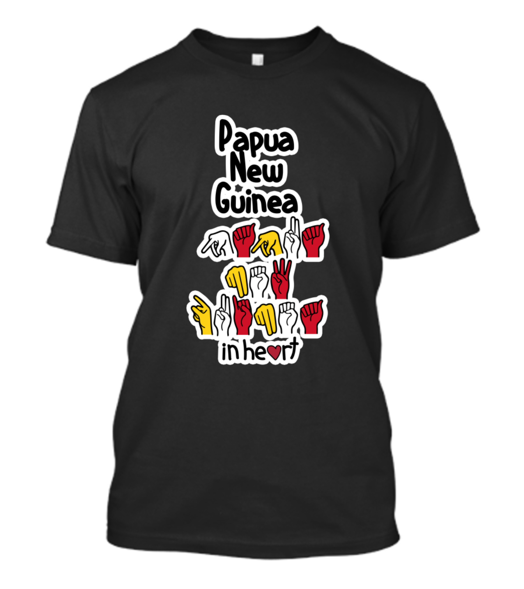 Papua New Guinea In Heart Love Flag Color ASL Amer Sign Language T-Shirt