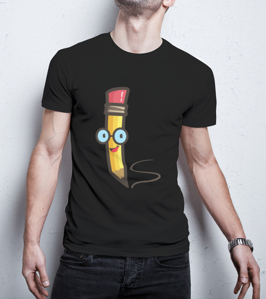 Pencil In Fun Happy Smiling Pencil Character T-Shirt