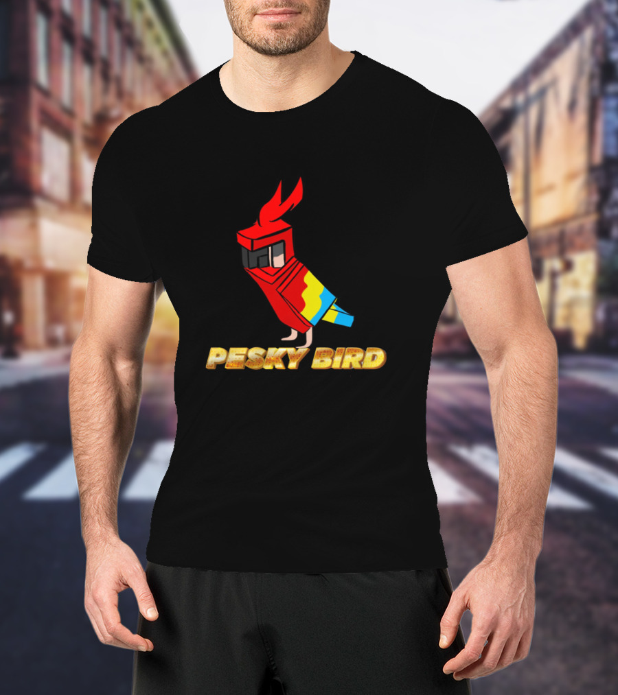 Pesky Bird Blocky Parrot T-Shirt
