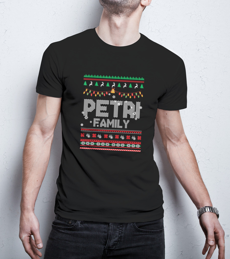 Petri Family Xmas Merry Christmas Holiday Lights Trees Snowflakes Reindeer T-Shirt