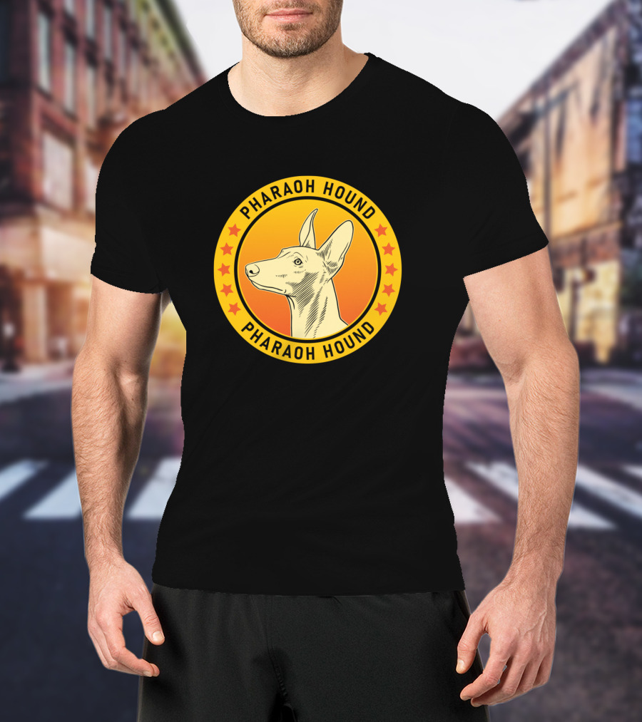 Pharaoh Hound Dog In Circle With Stars T-Shirt