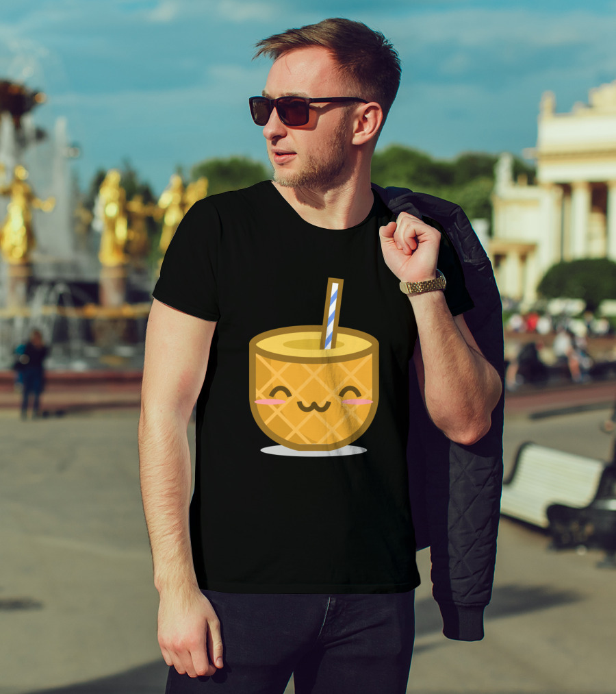 Pineapple Slurp Cute Kawaii Drink Face T-Shirt