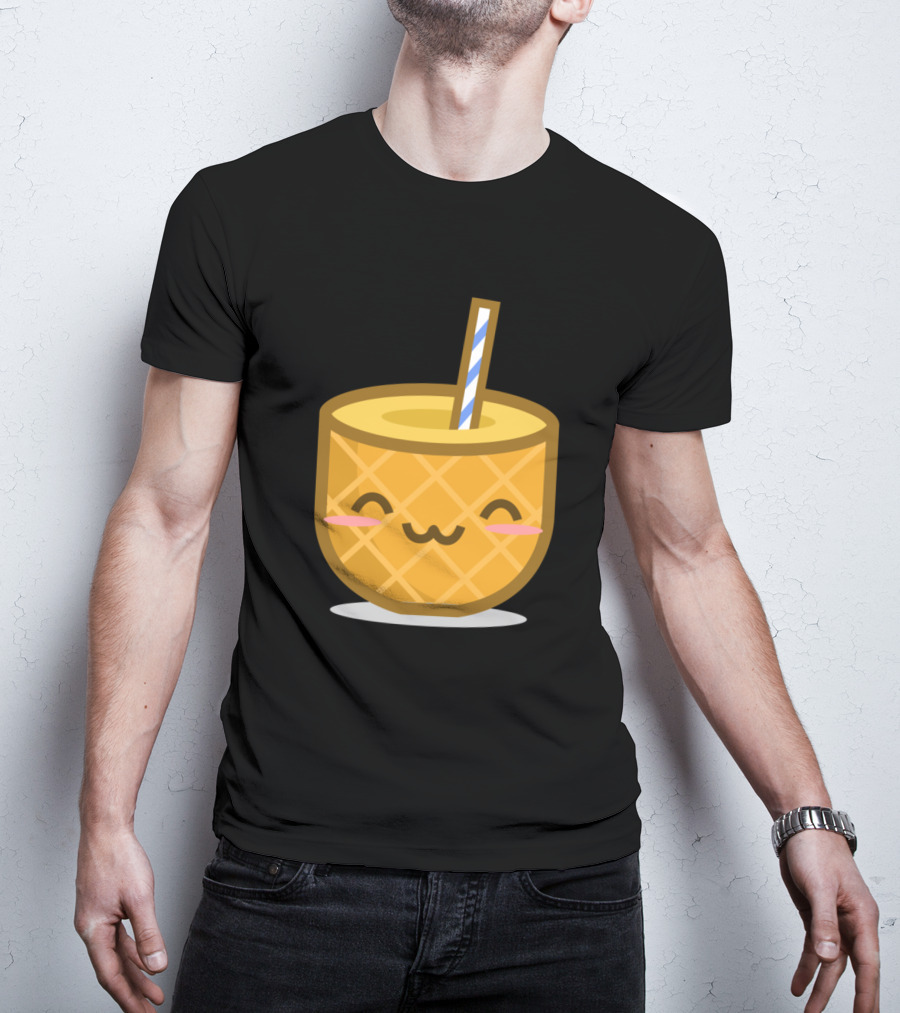 Pineapple Slurp Cute Kawaii Drink Face T-Shirt