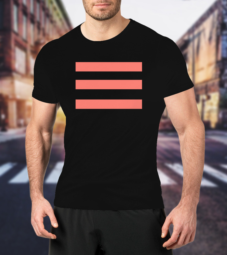 Pink And Three Horizontal Lines Minimalist T-Shirt