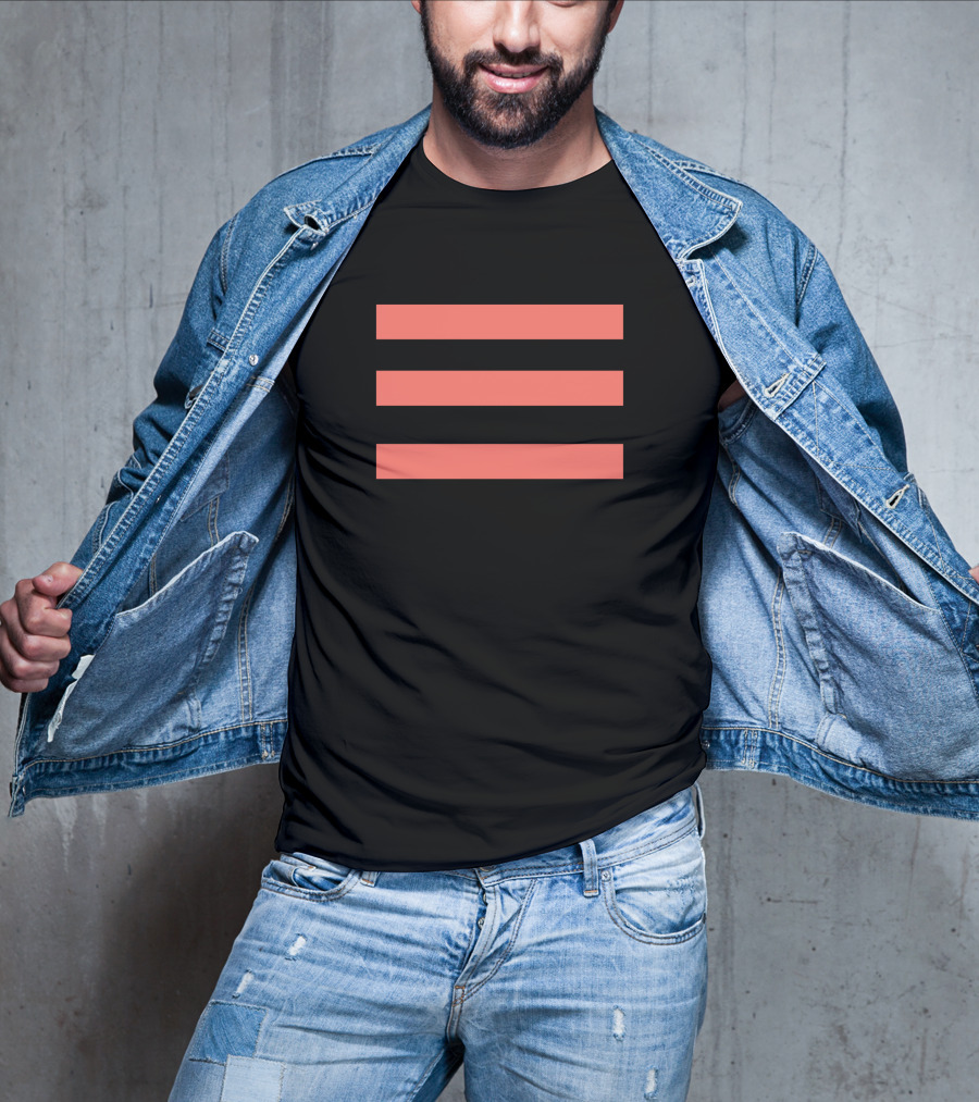 Pink And Three Horizontal Lines Minimalist T-Shirt