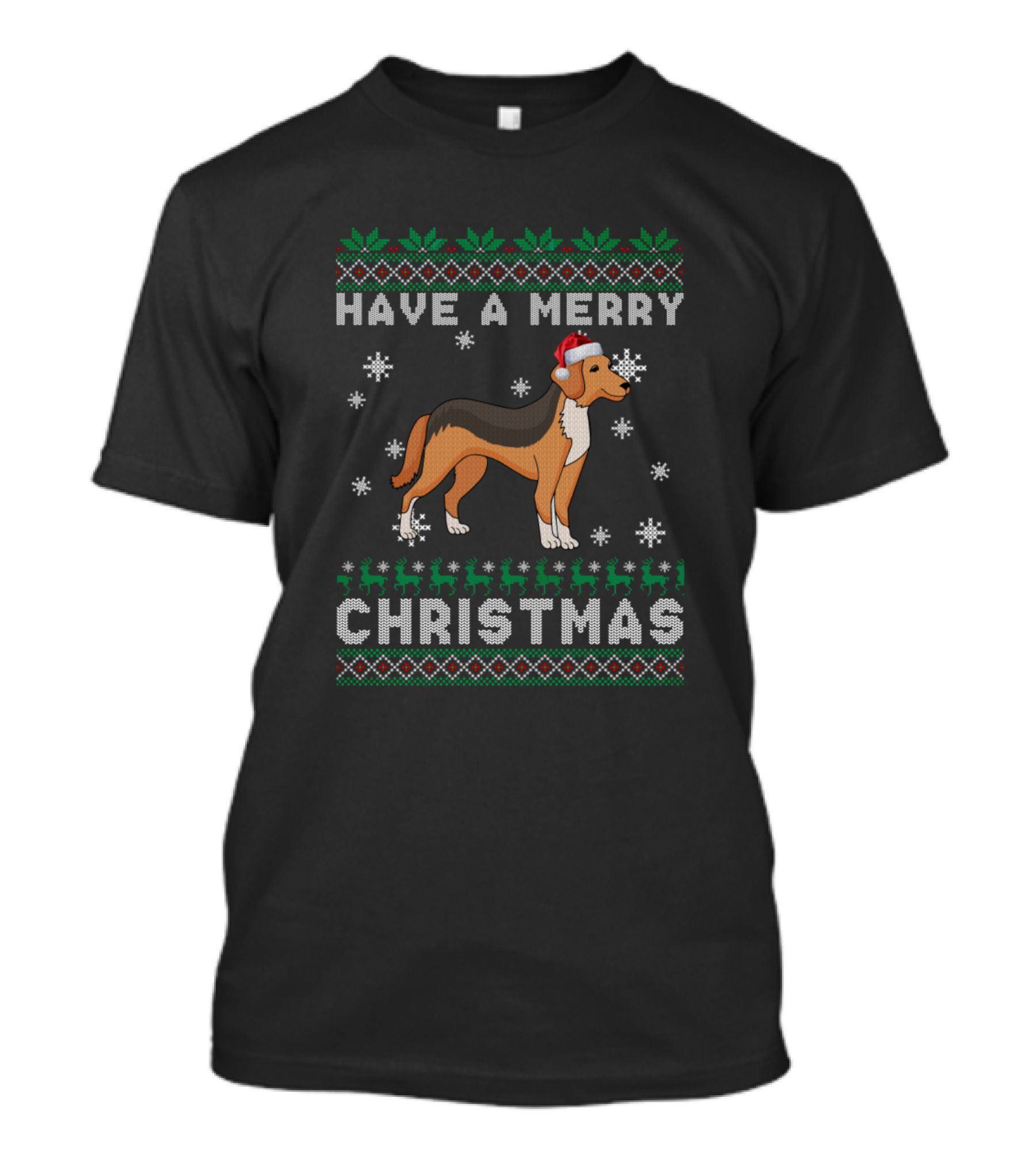 Have A Merry Christmas Harrier Santa Hat Snowflakes T-Shirt