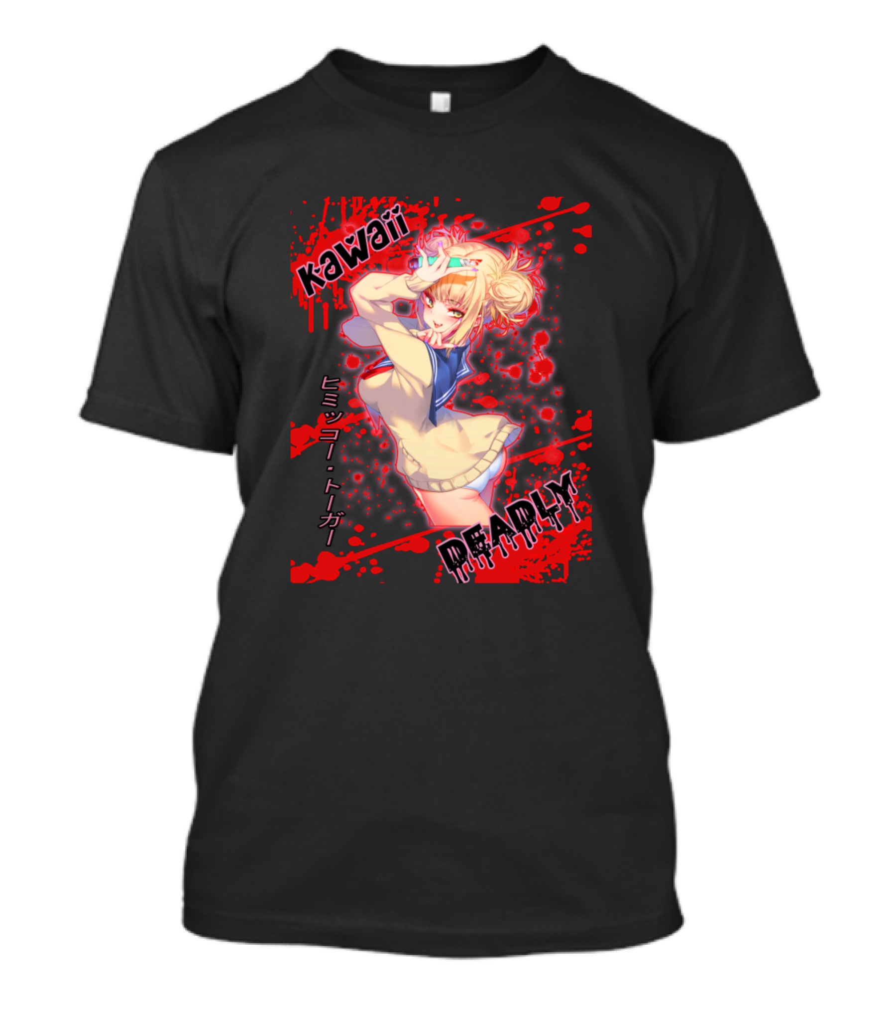 Himiko Toga Kawaii Deadly Japanese Text Blood Splatter T-Shirt