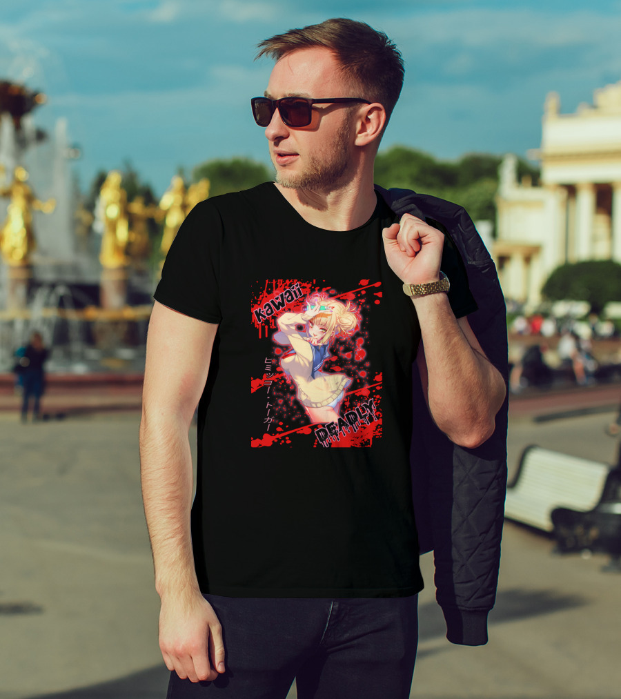 Himiko Toga Kawaii Deadly Japanese Text Blood Splatter T-Shirt