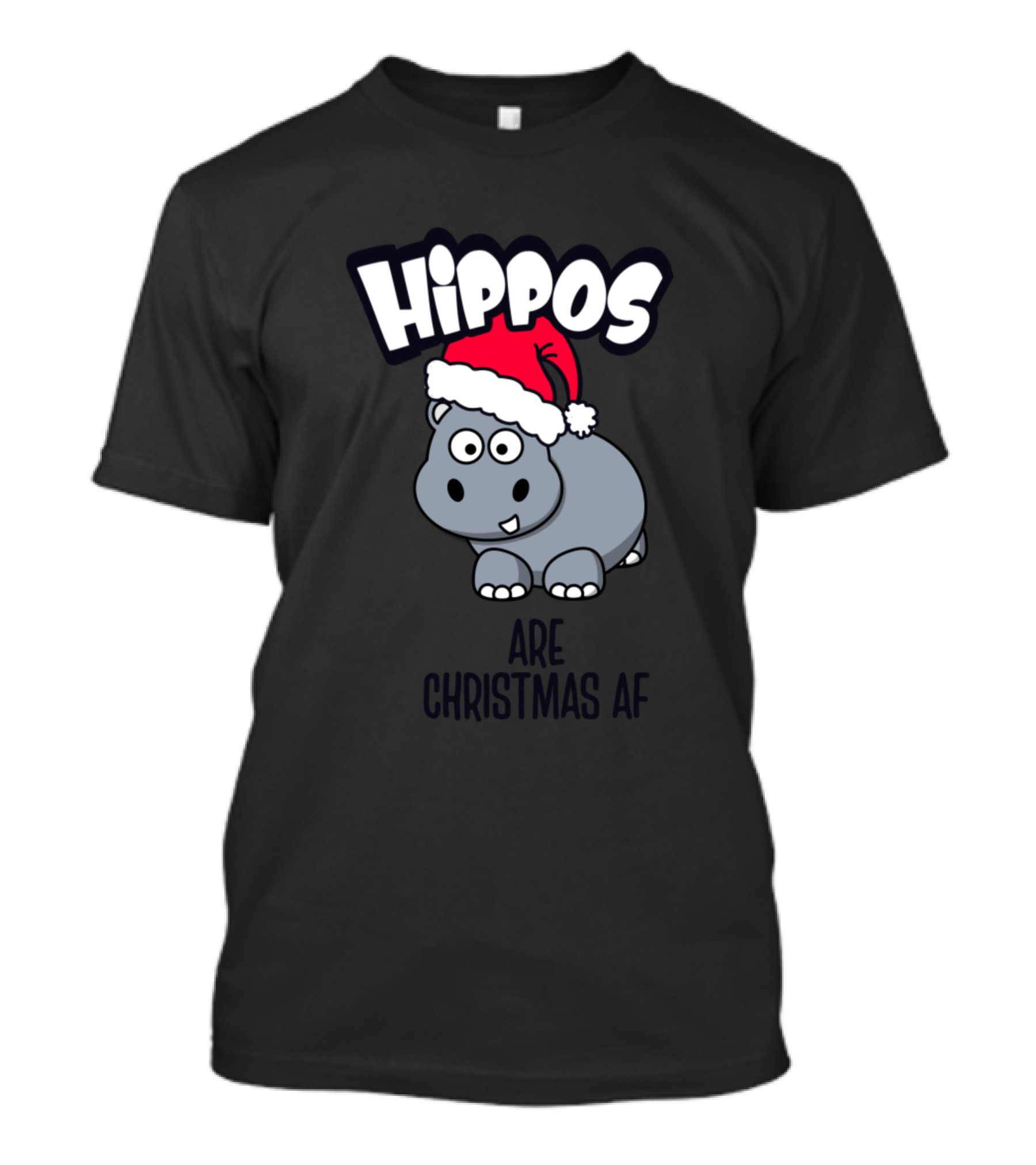 Hippos Are Christmas AF Hippo In Santa Hat T-Shirt