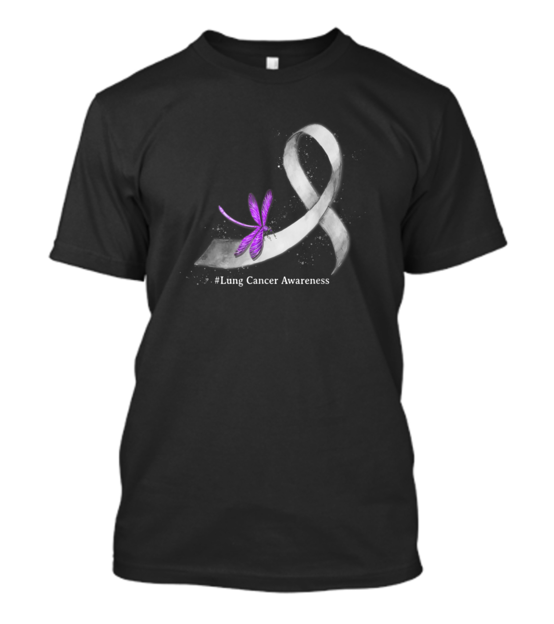 Hippie Dragonfly Purple On White Ribbon For Lung Cancer Awareness T-Shirt