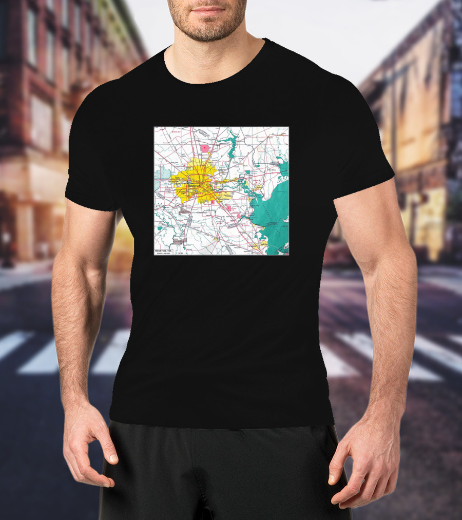 Houston Interstate And Downtown Area Map T-Shirt