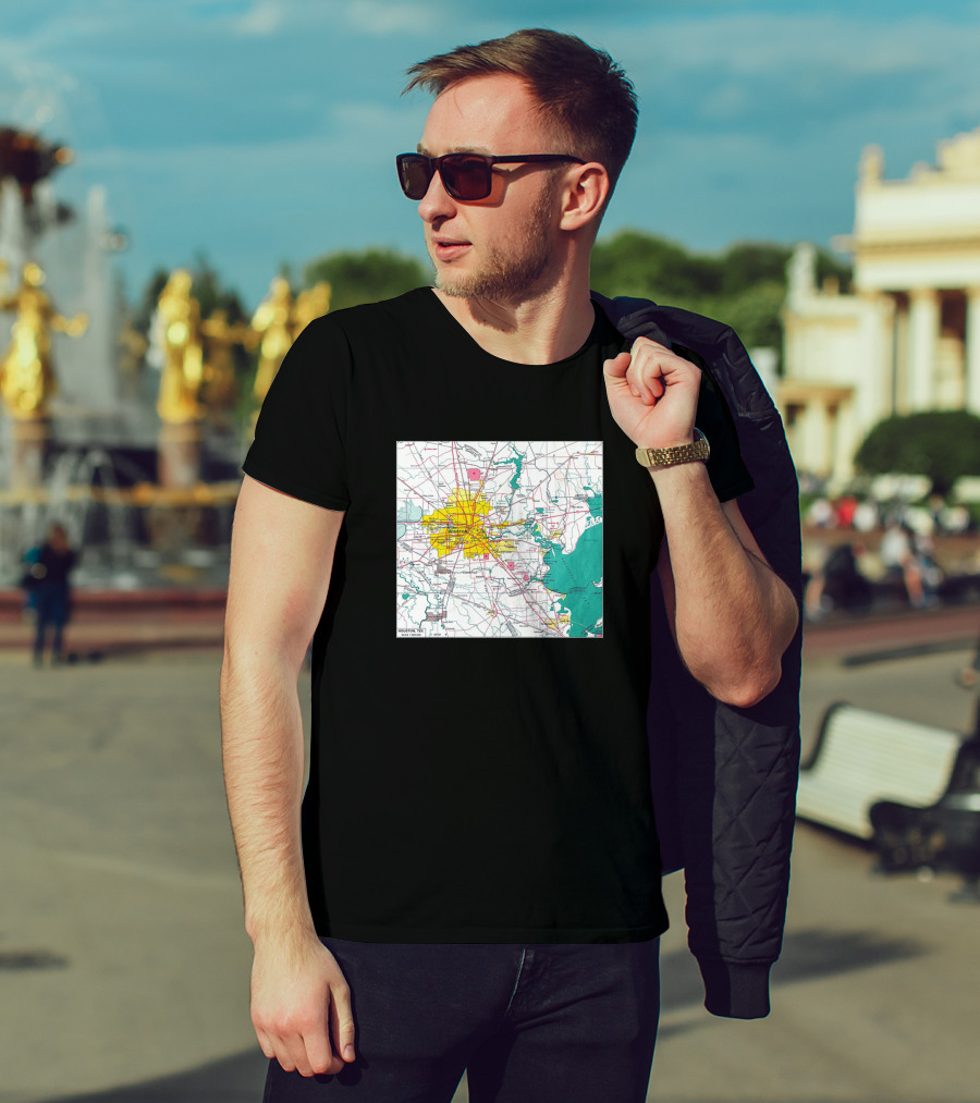 Houston Interstate And Downtown Area Map T-Shirt