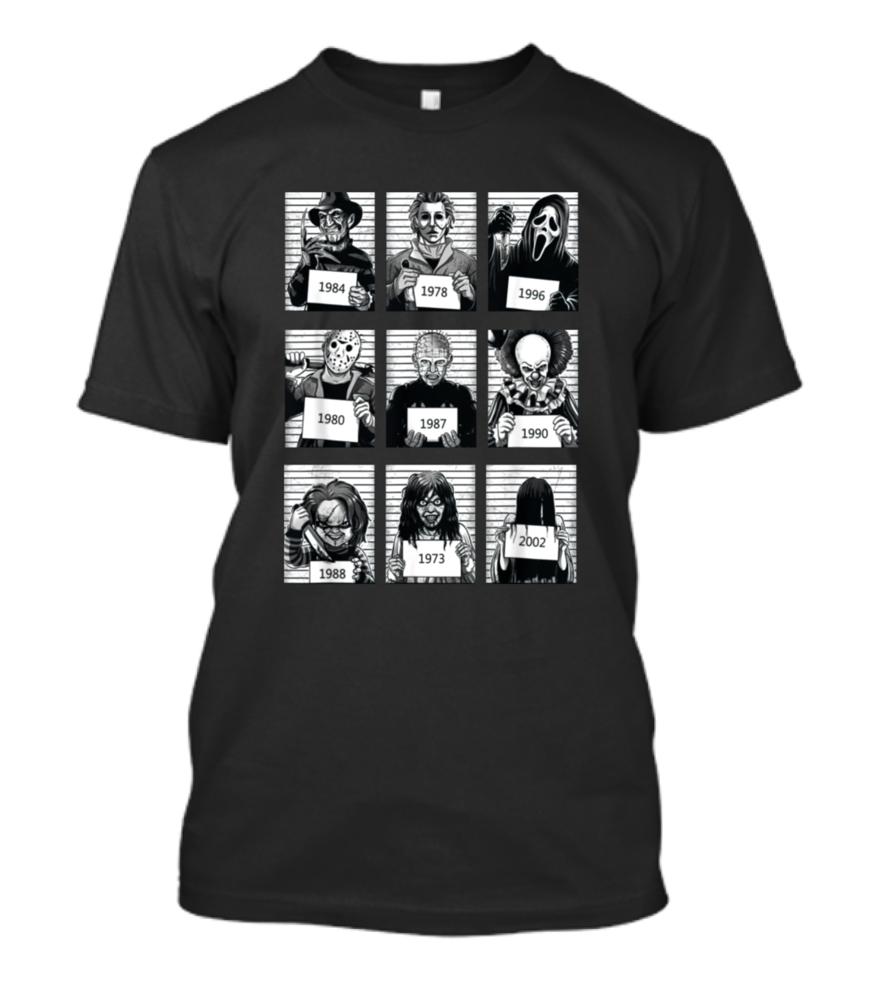 1984 1978 1996 1980 1987 1990 1988 1973 2002 Horror Shots T-Shirt