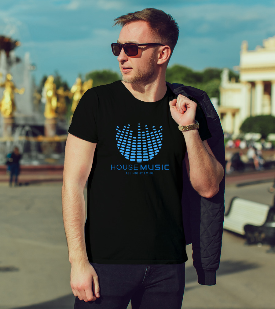 House Music All Night Long Equalizer Pattern Blue T-Shirt