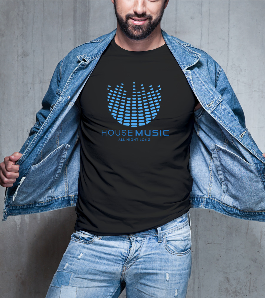 House Music All Night Long Equalizer Pattern Blue T-Shirt