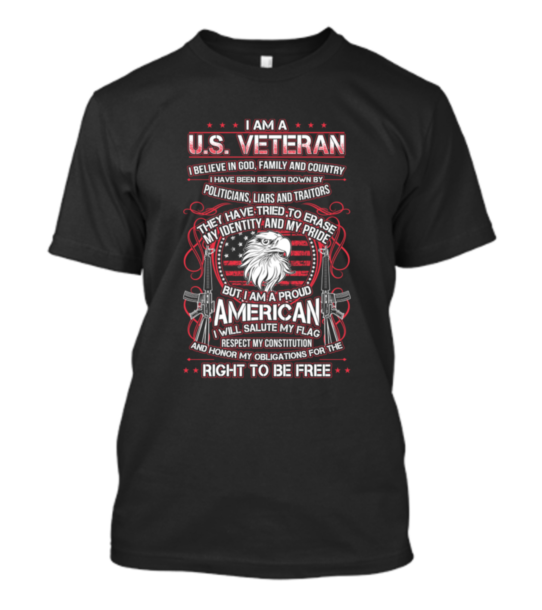 I Am A U.S. Veteran Proud American Honor My Obligations For The Right To Be Free T-Shirt