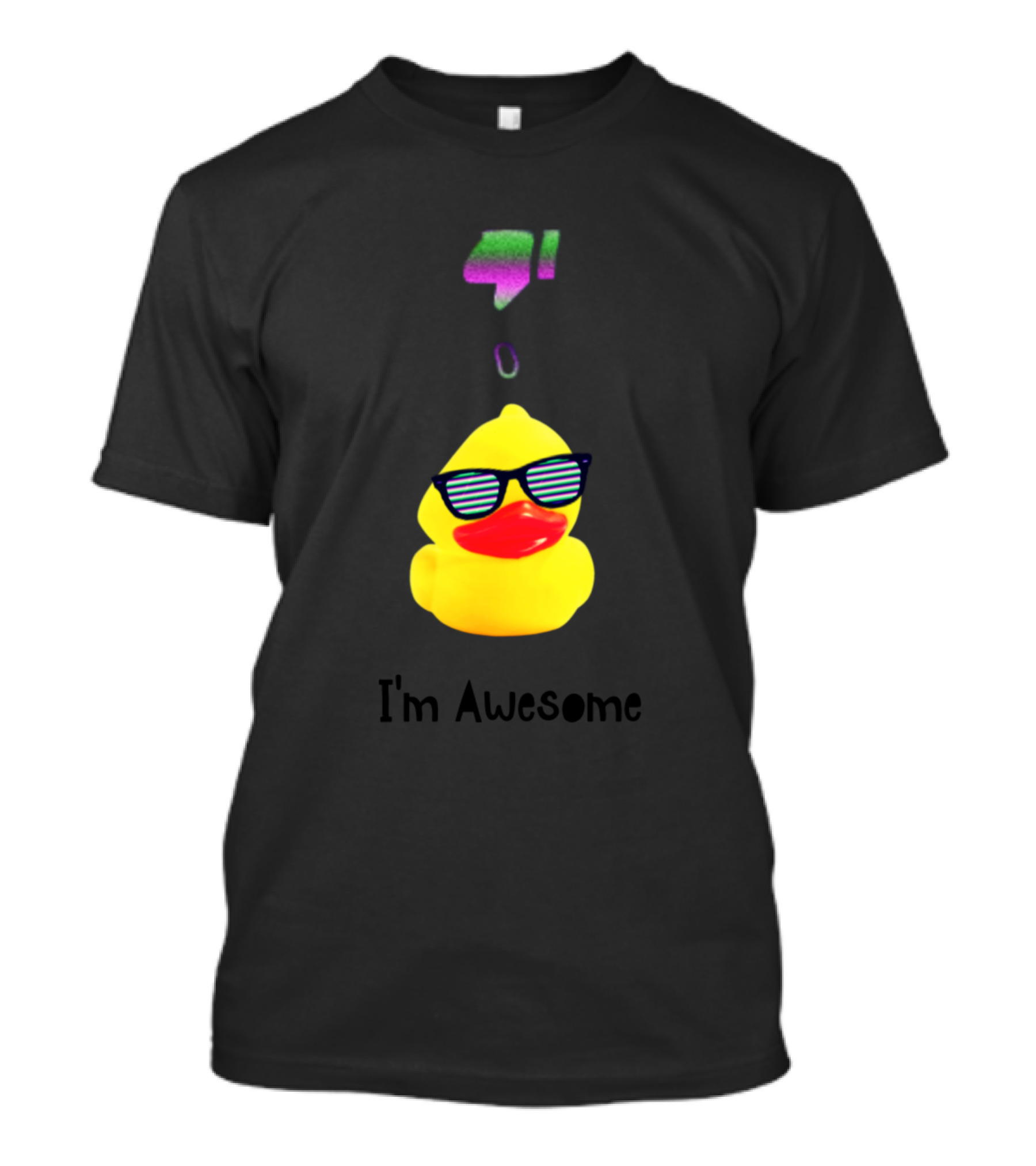 I'm Awesome Rubber Duck With Sunglasses And Retro Pixel T-Shirt