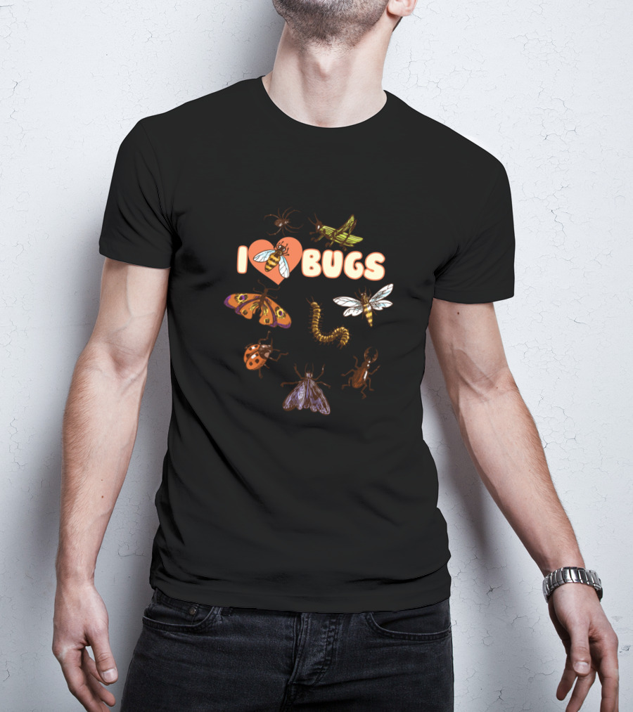 I Love Bugs Insect Bug Collecting Heart Bee Grasshopper Butterfly Ladybug Moth Beetle Wasp T-Shirt