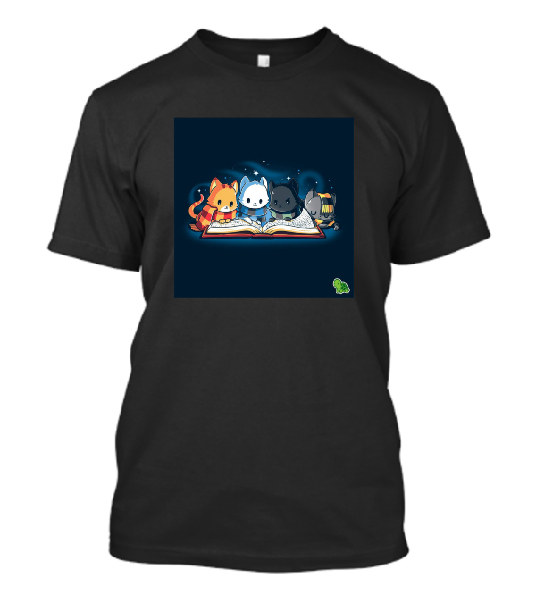 Harrys Cats Cute Feline Wizards Reading Book T-Shirt