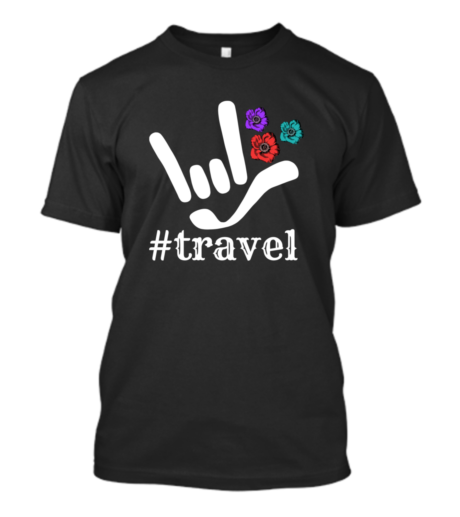 Travel I Love You Sign With Colorful Flowers T-Shirt
