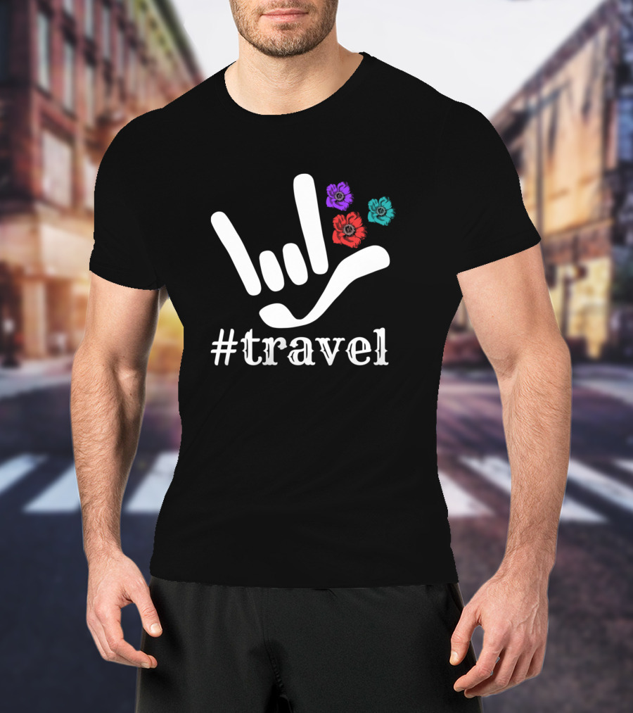 Travel I Love You Sign With Colorful Flowers T-Shirt