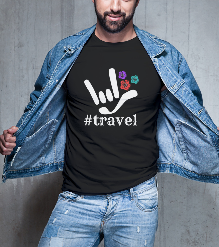 Travel I Love You Sign With Colorful Flowers T-Shirt