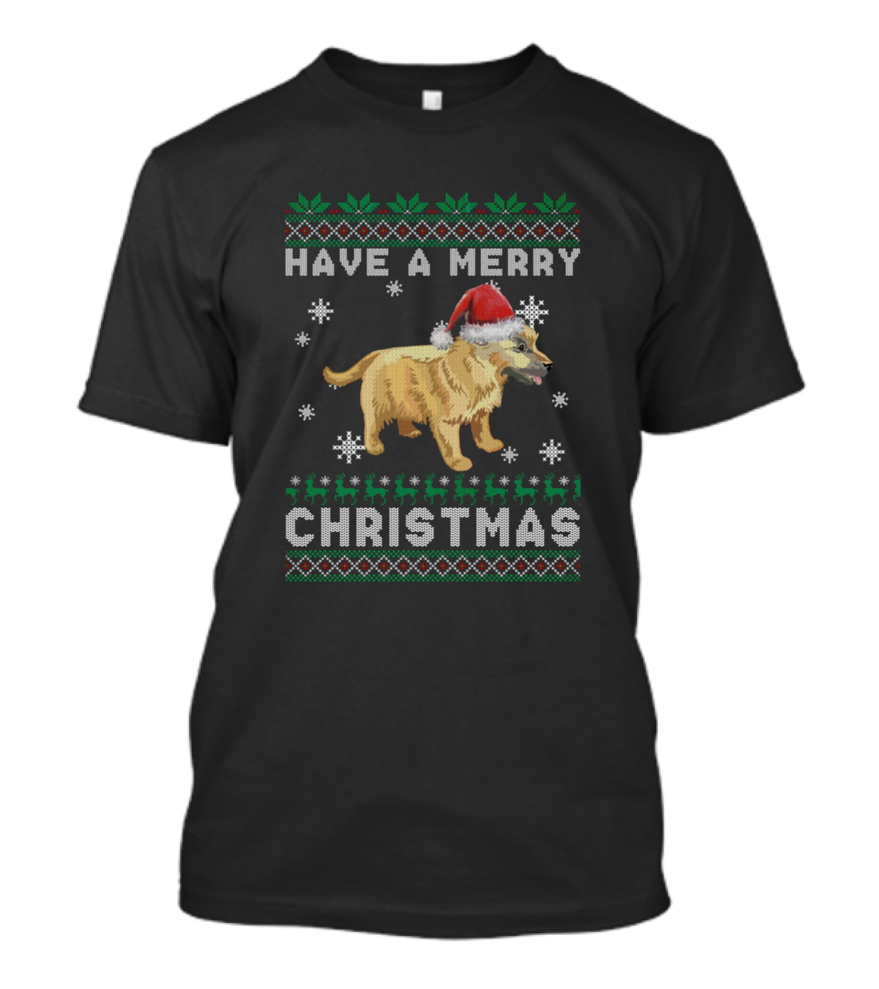 Have A Merry Christmas Norwich Terrier Santa Hat Snowflakes Winter Holiday T-Shirt