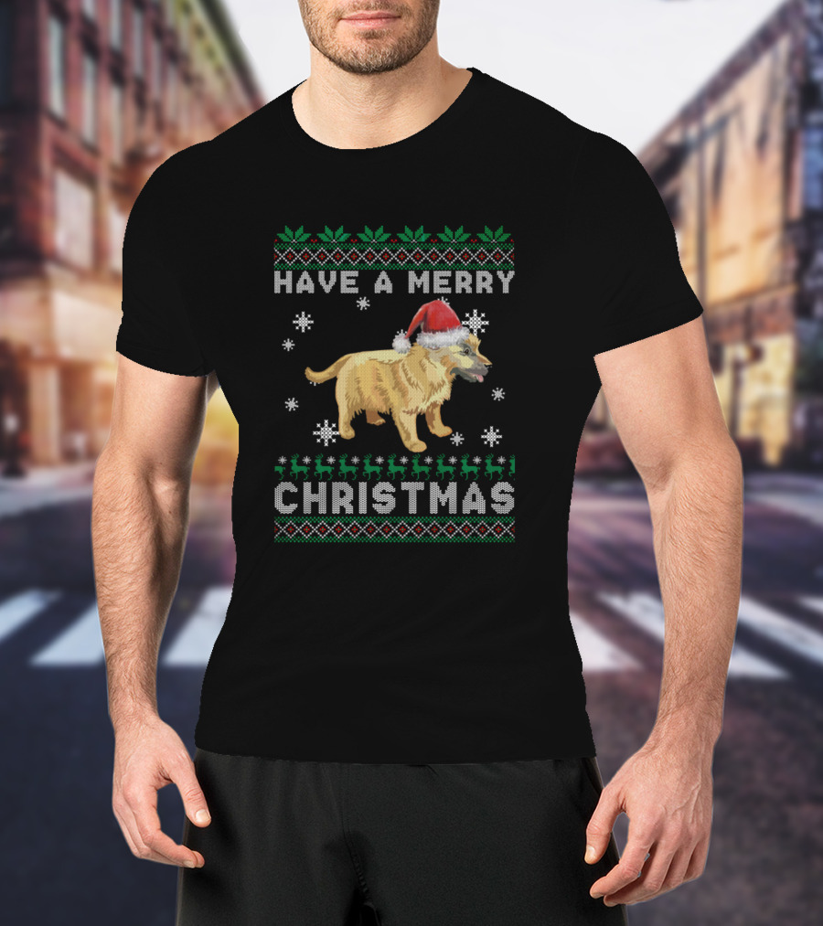 Have A Merry Christmas Norwich Terrier Santa Hat Snowflakes Winter Holiday T-Shirt