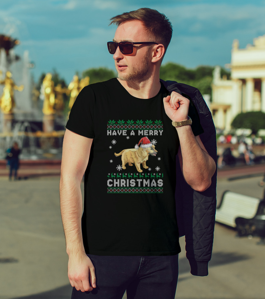 Have A Merry Christmas Norwich Terrier Santa Hat Snowflakes Winter Holiday T-Shirt