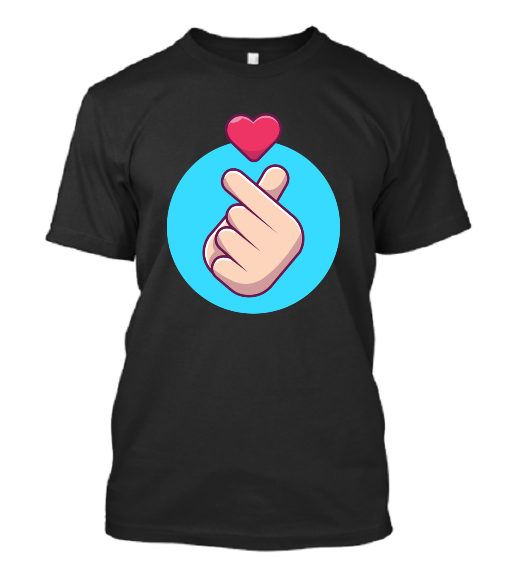 Head With Hand Heart Sign Cartoon T-Shirt