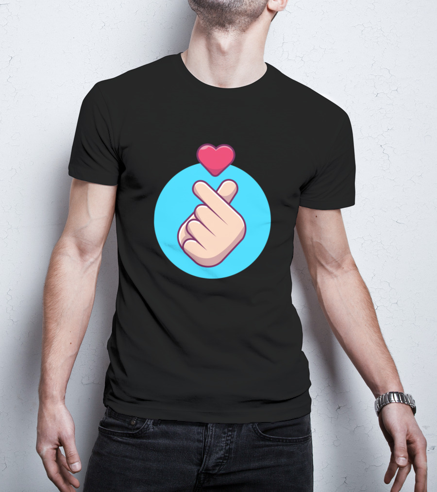 Head With Hand Heart Sign Cartoon T-Shirt