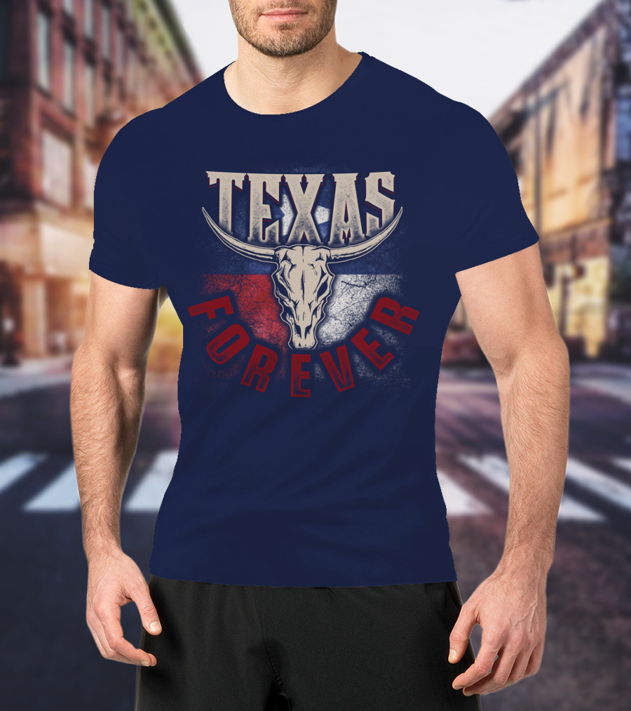 Texas Forever Longhorn Skull State Pride T-Shirt